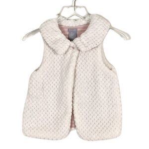 Tahari Faux Fur Toddler Girl Furry Vest Size 5 Cream
